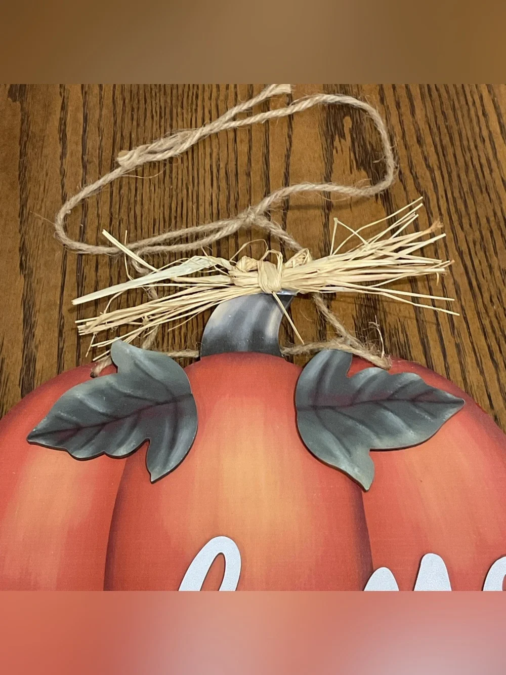 Welcome Pumpkin Door Hanger - Orange Home Holiday Decor